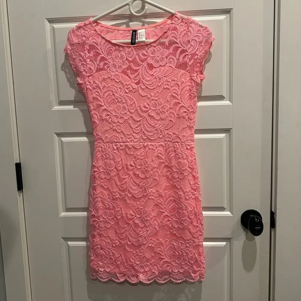 h&m pink bodycon dress H&M | Dresses | Hm Hot Pink Lace Bodycon Mini Dress